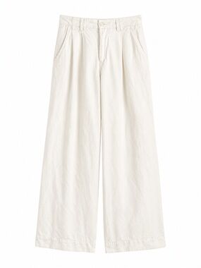 YFB Women’s Linen Blend Wide Leg Palazzo Pants Cream White. Size: Small